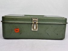 Vintage Green Metal Utility Chest Tool Box Fishing Tackle Box Industrial MCM