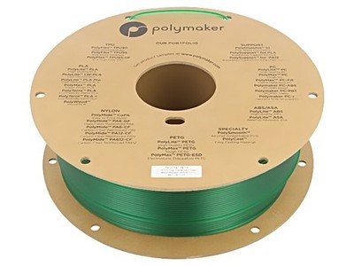PB01033 Filament: PET-G 1,75mm halbtransparent,grün 230-240°C 1kg POLYMAKER