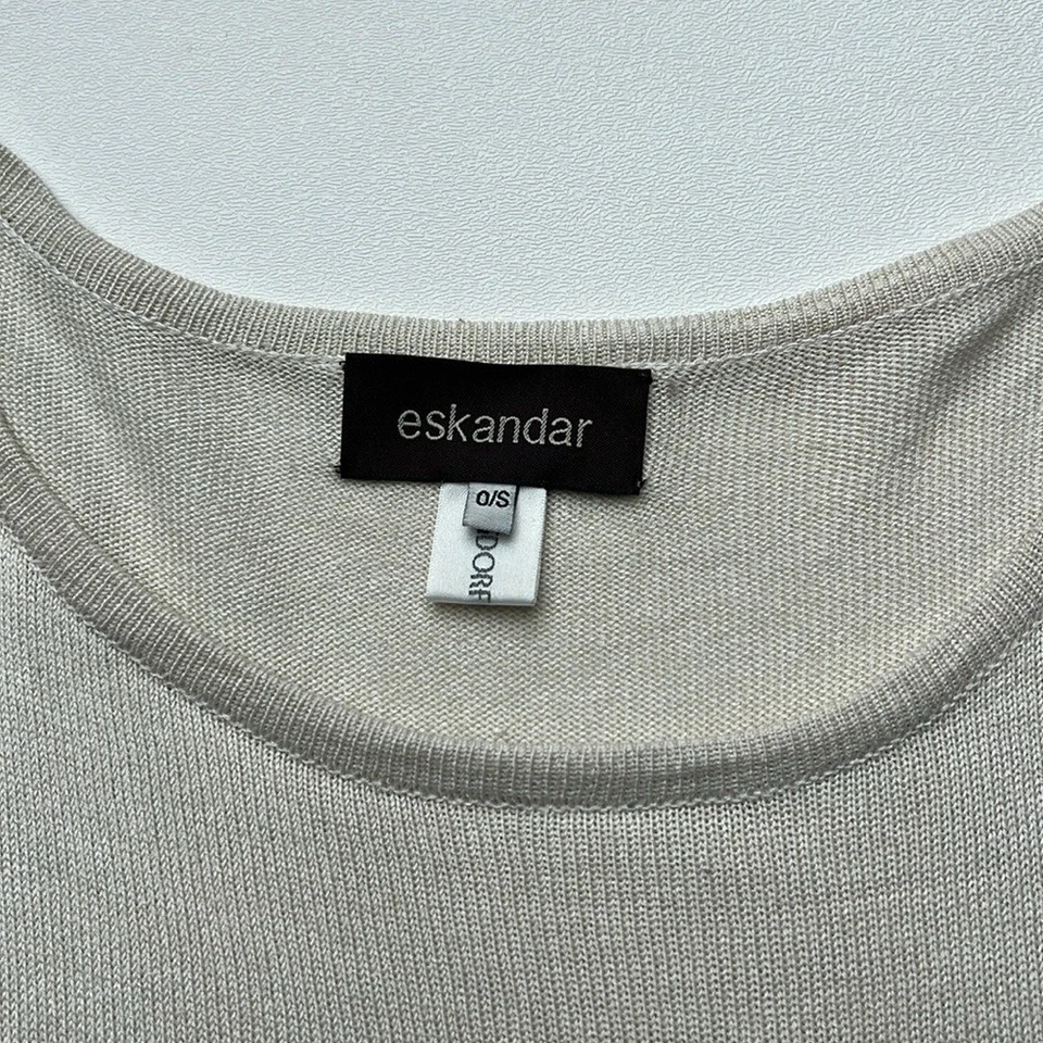 Suéter Eskandar Crema Gran Tamaño 100% Seda Manga 3/4 Talla Única Lagenlook Foto 3 de 4