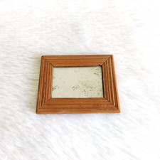 1930s Vintage Étain Cadre en Bois Mirror Old Collection Vanité Accessoire Rare