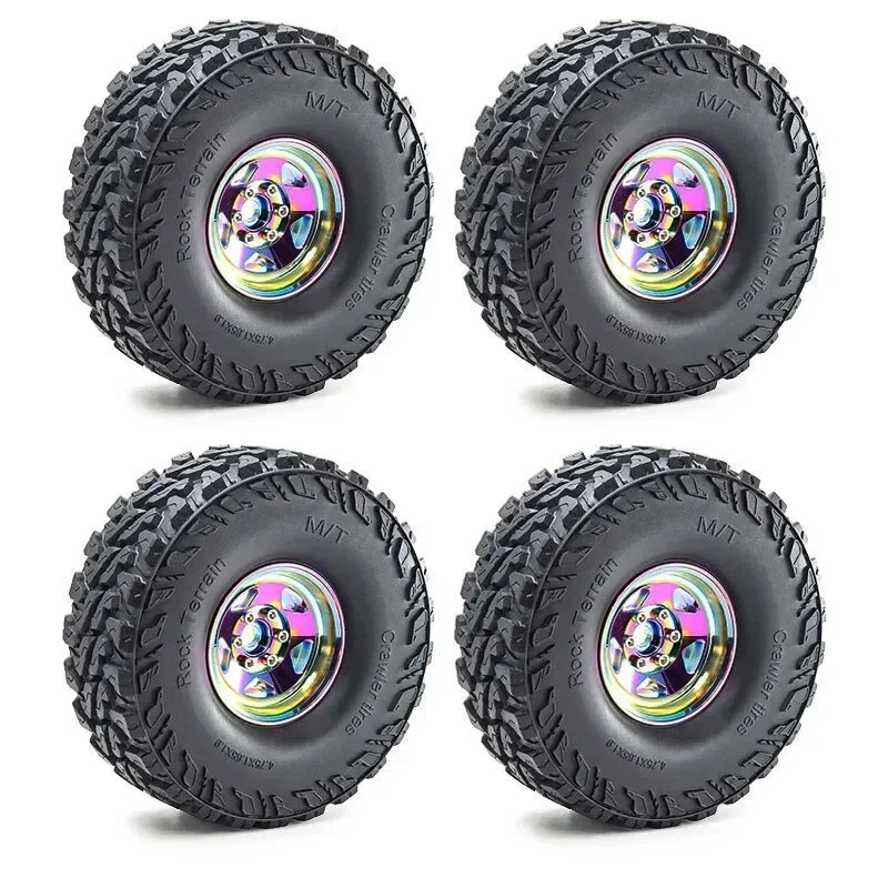 Juego de llantas de goma Beadlock de 1,9" para coche sobre orugas RC 1/10 TRX4 RC4WD D90 Foto 2 de 4