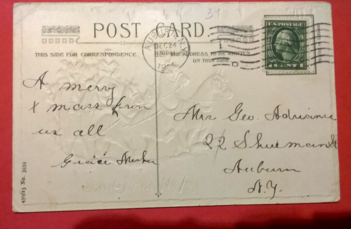 (pgasteelers1) Post Card Christmas 1914 Horses & Sleigh One cent Stamp ๐ - Picture 4 of 4