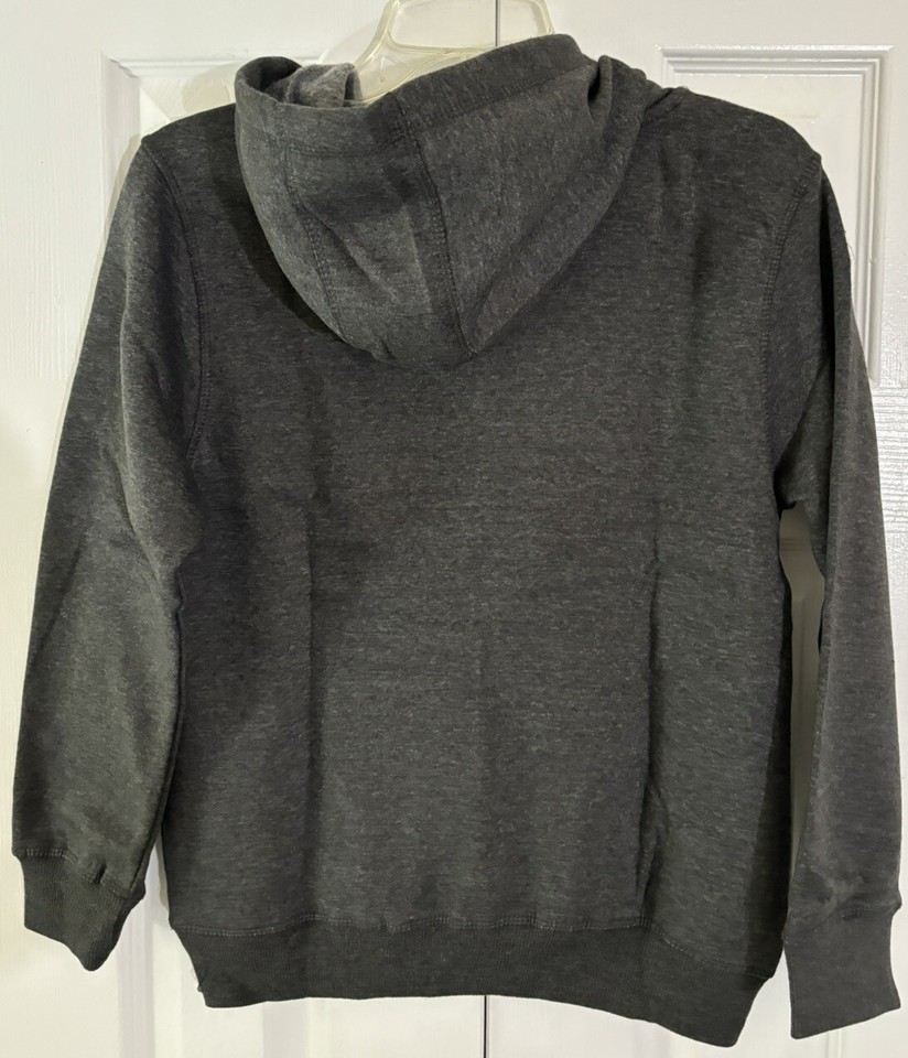 TIMBERLAND Boys Fleece Tree Logo COAL HEATHER Hoodie Sweatshirt M 10 12