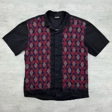 Pleasures Shirt Mens L Red Black Hole Short Sleeve Button Embroidered Bowling