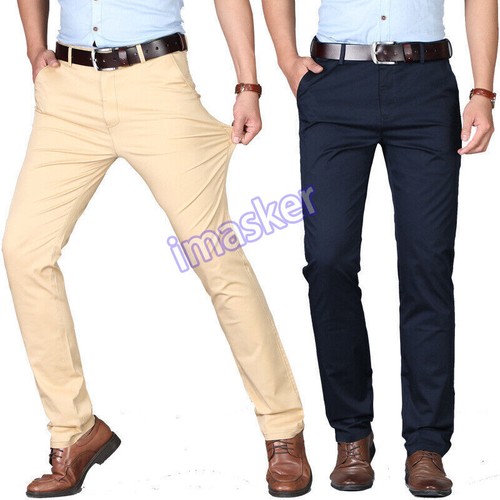 Pantalones ajustados informales relajados ajustados chinos elásticos para hombre talla 30-40 - Imagen 5 de 30