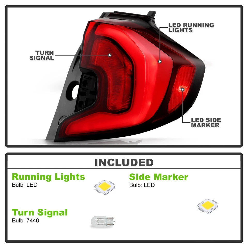 Replacement For 2018-2021 GMC Terrain SLE/SLT Outer LED Tail Light Passenger RH - Image 3 of 4