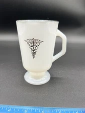 Vintage 1970's Anchor Hocking Fire-King ROSS SIMILAC "ISOMIL" 10oz. Pedestal Mug