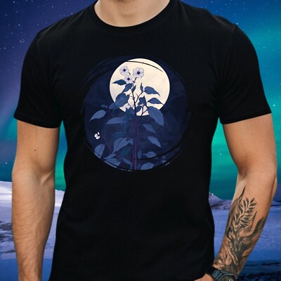 Herren T-Shirt Nachtschatten Blume bei Vollmond Motiv Baumwolle Größe XS bis 5XL