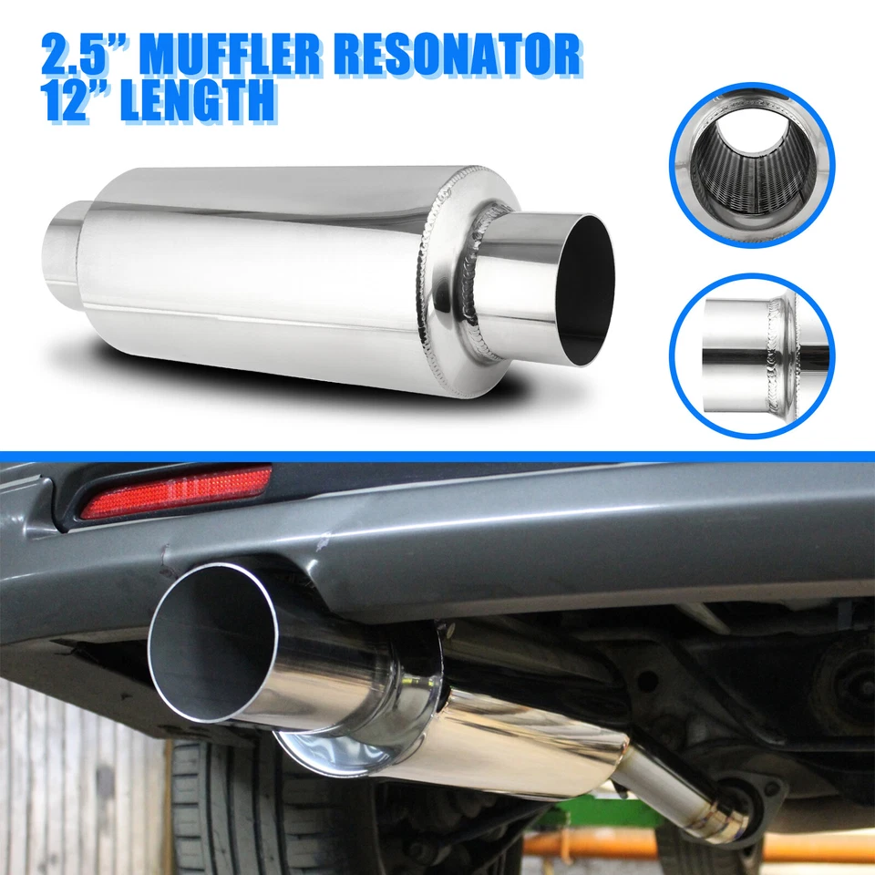 For Mercedes Benz C300 C350 C63 Pair 2.5" Inlet/Outlet Exhaust Resonator Muffler - Image 2 of 4