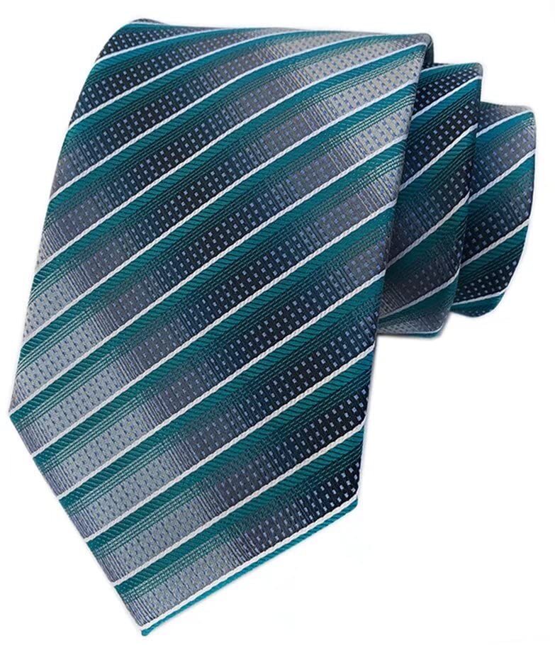 Men's Plaid Check Stripe Ties Pattern Business One Size Peacock Green Grey