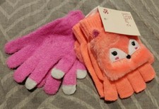 NWT SO Girls 2 Glove Set Cold Weather Coral/Berry -2382