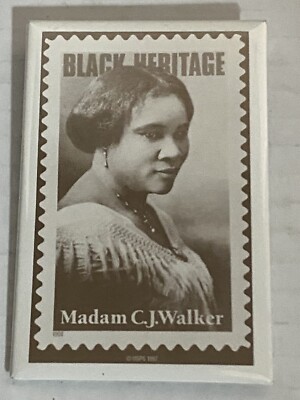 Vintage Black Heritage Madam C.J.Walker  Postal Button Pin Pinback Lapel Hat