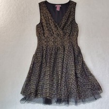 Ultra Pink Y2K Babydoll Dress Black Gold Lace Lined Tule Ruffle Witchie