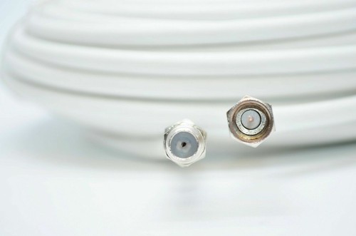 5m White RG6 Satellite Coax Cable Coaxial Lead For Sky Plus HD TV & F's + Clips - Picture 4 of 12