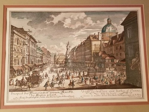 Victorian Framed Color Lithograph The Graben Features Trinity Or Plague Column - Picture 3 of 12