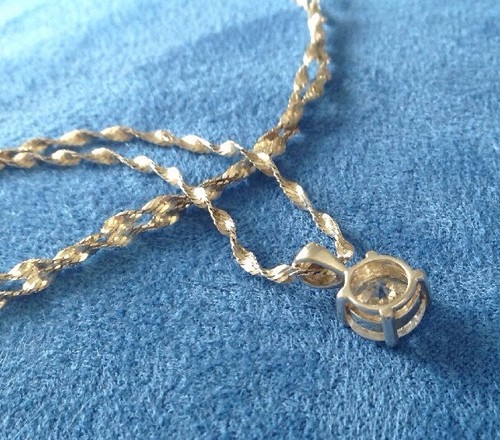 925 ITALY STERLING SILVER Big CZ TWIST NECKLACE CHAIN 16" Marked M - Picture 4 of 5