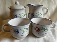 INTERNATIONAL TABLEWORKS STONEWARE FLORAL TEA SET LOT ~ 5 PIECES SEE LIST