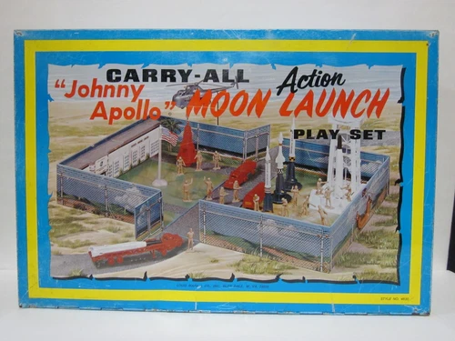 1970 Marx Carry-All Johnny Apollo Action Moon Launch Play Set - 4630 Vintage