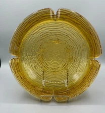 Amber Glass Textured Ribbed Heavyweight Vintage Ashtray
