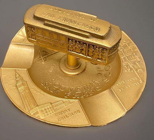 San Francisco Souvenir Ash Tray Gold Bus Design
