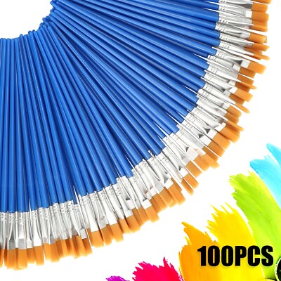 100pcs Paint Brushes Nylon Hair for Acrylic Oil Watercolor Painting Art Supplies