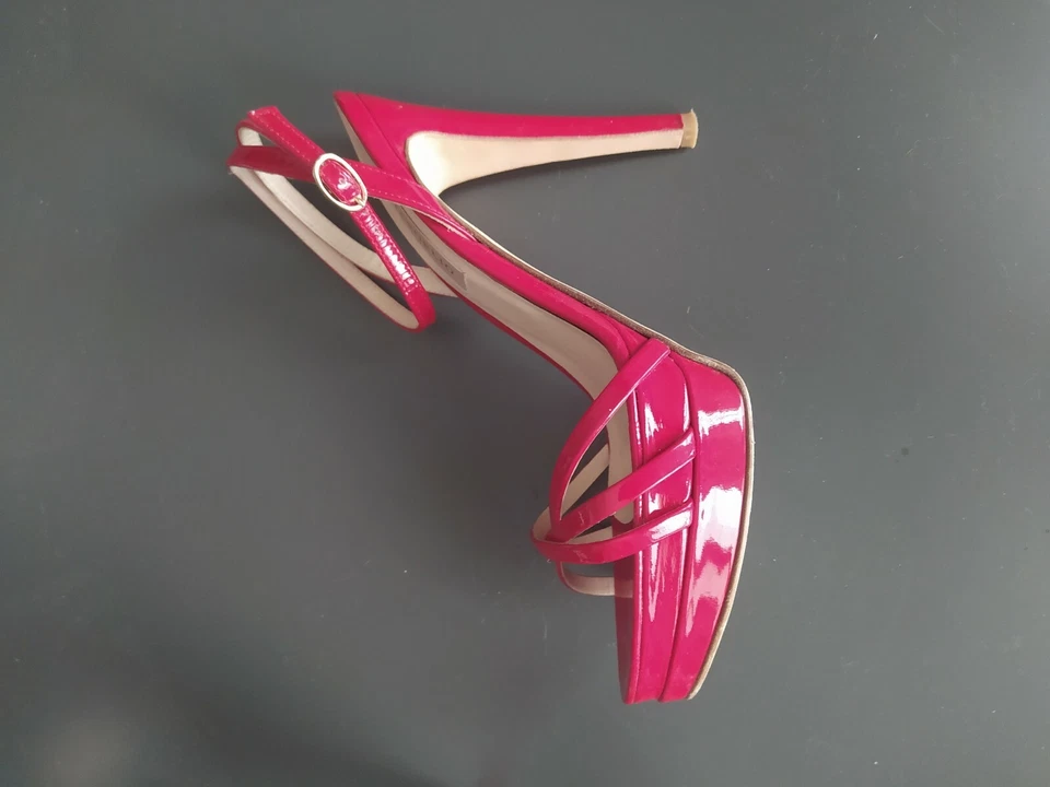 Sandali rossi Vergelio vernice cinturini tacco a spillo 37  - Immagine 4 di 4