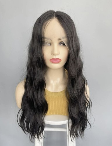 Perruque Longue Synthétique Ondulée Noire - Avec 4 Bonnets, Style Naturel, Pour Femme