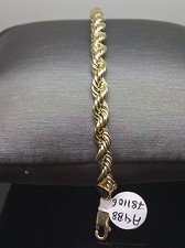 Brand New 10K Yellow Gold Rope Bracelet 6mm end 8" Inches