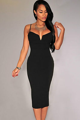 Kleid Kegel offen V-Ausschnitt Nude Plunging V Neck Club Bodycon Party Dress Skinny