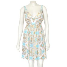 *SALE!* Milly of NY Grecian Style Turquoise Gilded Gold Metallic Silk Dress sz 6