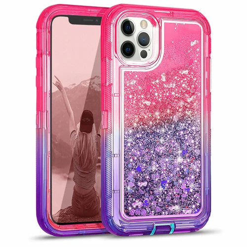 For iPhone 15 14 13 12 11 Pro Max X 8 7 Shockproof Liquid Glitter Defender Case  - Afbeelding 1 van 17