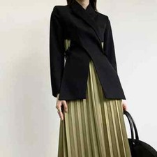 Ladies Black Luxury Designer Edgy Urban Street Unique Blazer Jacket Coat 10 12