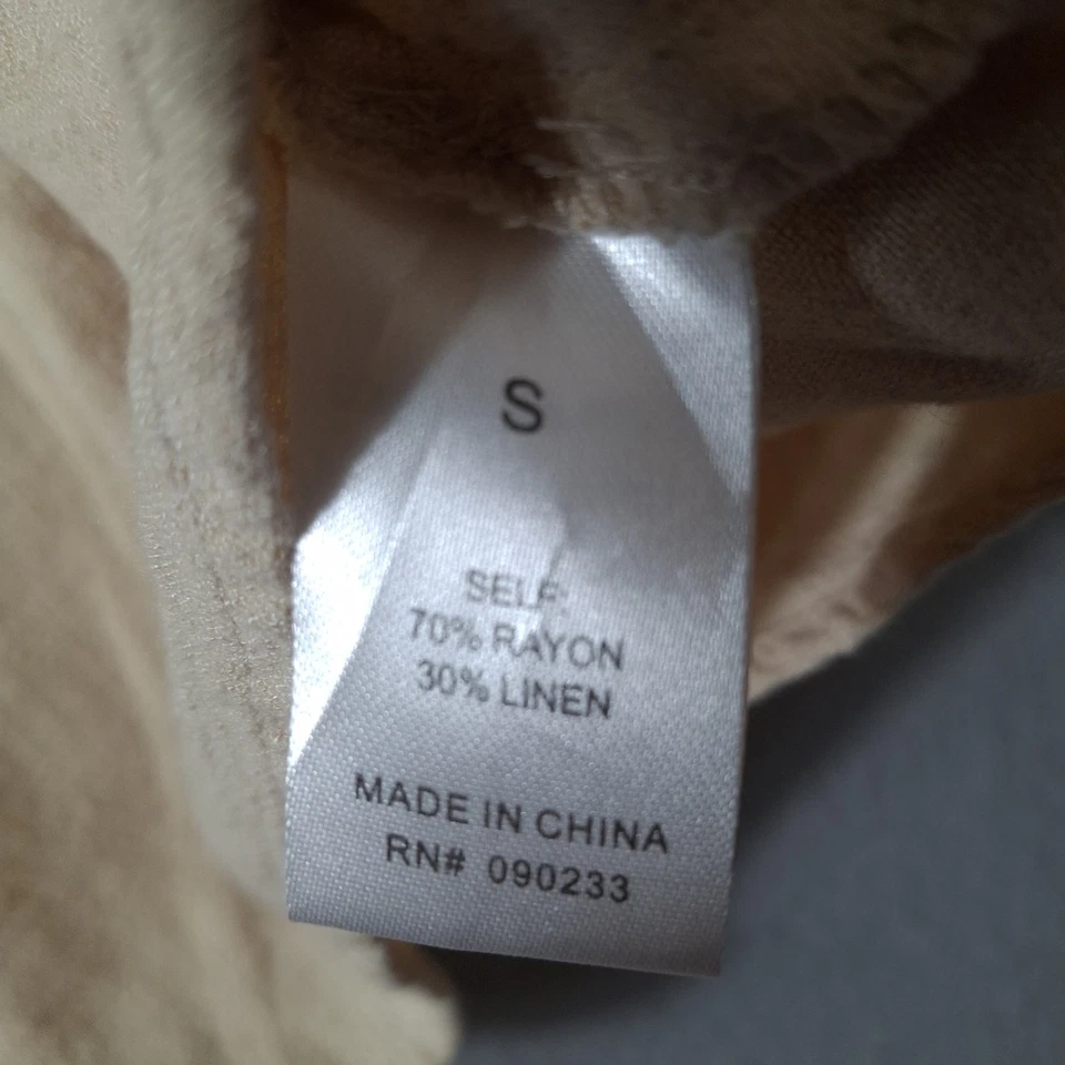 L.A. Hearts Womens Smocked Romper Small Beige Oatmeal Boho Ruffle Strap Playsuit - Image 3 of 4