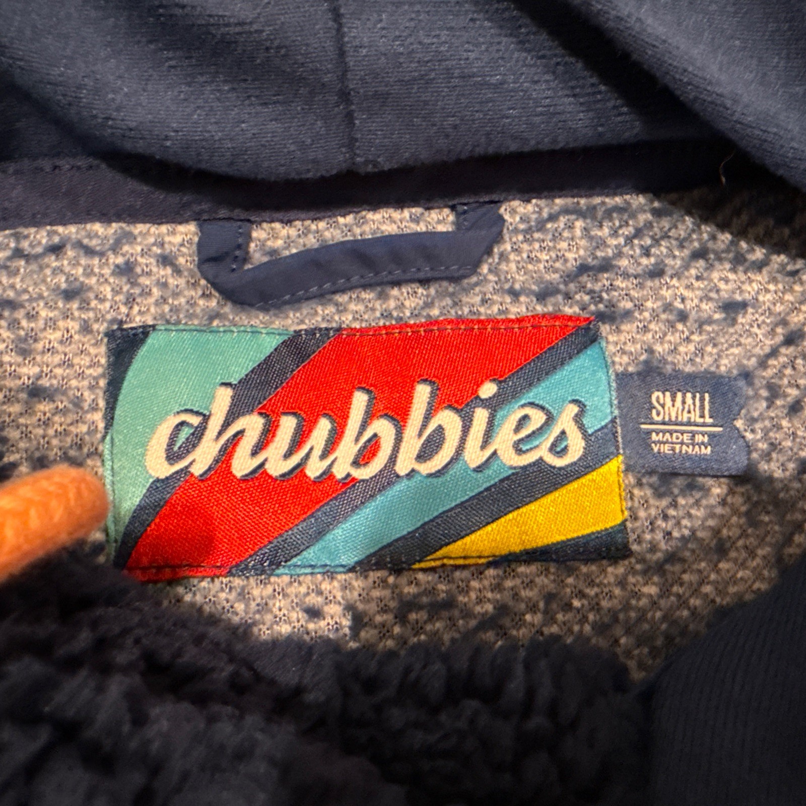 Chubbies Hoodie Men’s Size Small Blue Deep Pile Sherpa Fleece Sweater Pullover