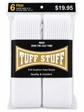 Over-The-Calf Tube Socks Size 9-15. White Black Gray 6 Pairs 12 Pairs 