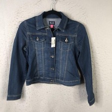The Children's Place Jacket Girls 14 Blue Denim Classic Button Front Trucker