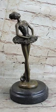 Hot Cast Prima Ballerina Bronze Sculpture Art Deco Marble Base Figurine Artwork