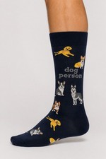 Hot Sox Men?s Novelty Dog Theme Socks, Navy Multiple Dog Print, 1 Pair