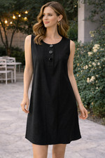 TARGET BLACK SLEEVELESS ROUND NECK BUTTON DETAIL  DRESS SIZE 10