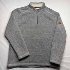 Orvis Mens Gray Textured Knit Sherpa Lined Quarter Zip Pullover Sweater Large