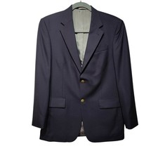 Oscar de la Renta Men's Sz 42L Navy Blue Wool Blazer Suit Jacket Gold Buttons