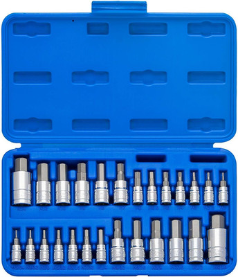 01144A Tamper-Proof Hex Bit Socket Set, 26 Pieces | SAE (5/64-9/16 ) and Metric