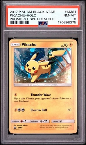 Pikachu #SM81 PSA 8 Holo Shining Legends Prem. Coll. Promo Pokemon Card ⚡️🔥