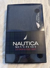 Nautica Large Men s Pajama 2 Piece Set Longsleeve Crew Cozy Pants XL. NWT
