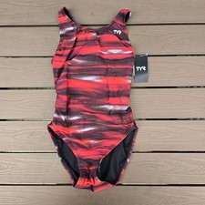 TYR Women's Durafast Technowave Red Maxfit One Piece Women Swim Sz 34 New