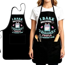 Funny Baking Apron for Women Men - Cute Cooking Aprons for Adults with 2 Pock...