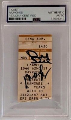 RAMONES 1987 Signed Ticket Joey, Johnny, Dee Dee, Marky PSA/DNA RIP