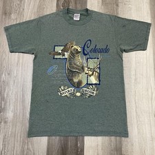 VTG Colorado Outdoors Nature Bear Big Logo Graphic Tee USA Made S Animal Earth