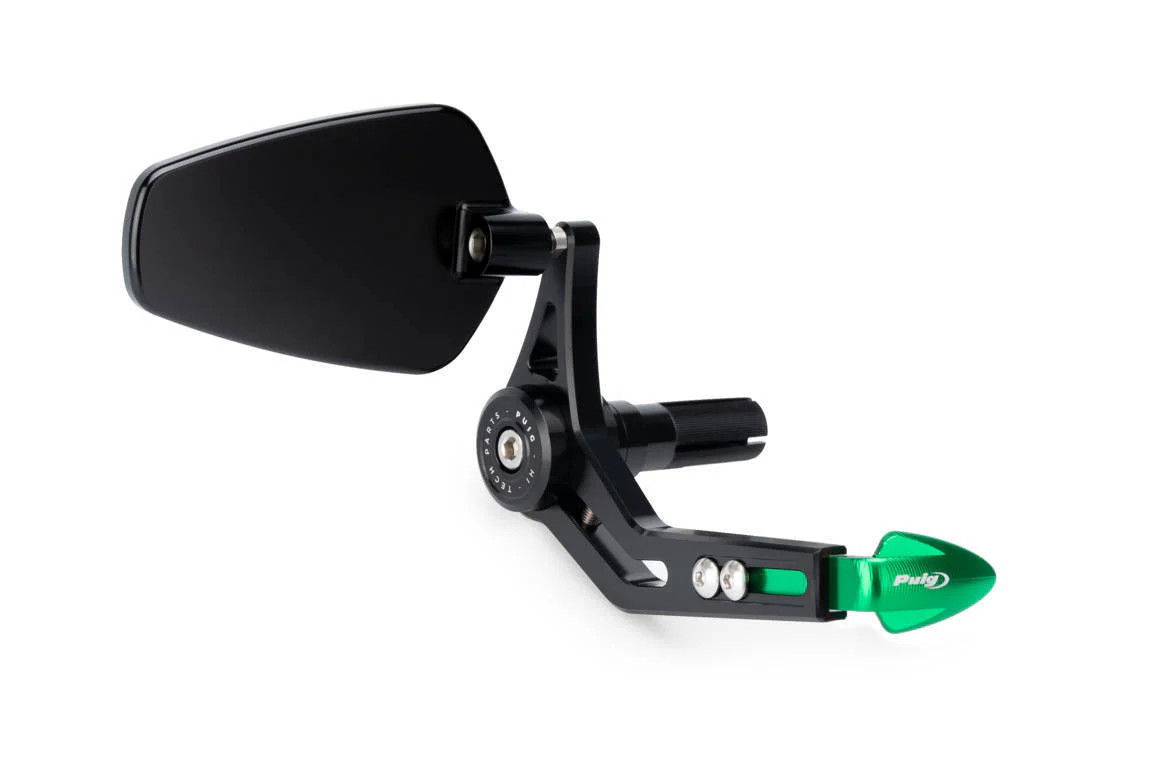 Puig Pro Brake Lever Protector with Mirror | Black/Green