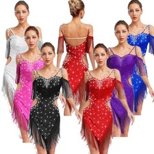Women Dress Samba Dancewear Ballroom Skirts Disco Shiny Carnival Costume Salsa